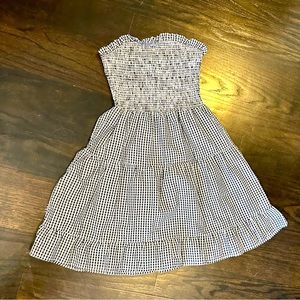Strapless black & white gingham mini dress by SHEIN, size small, EUC